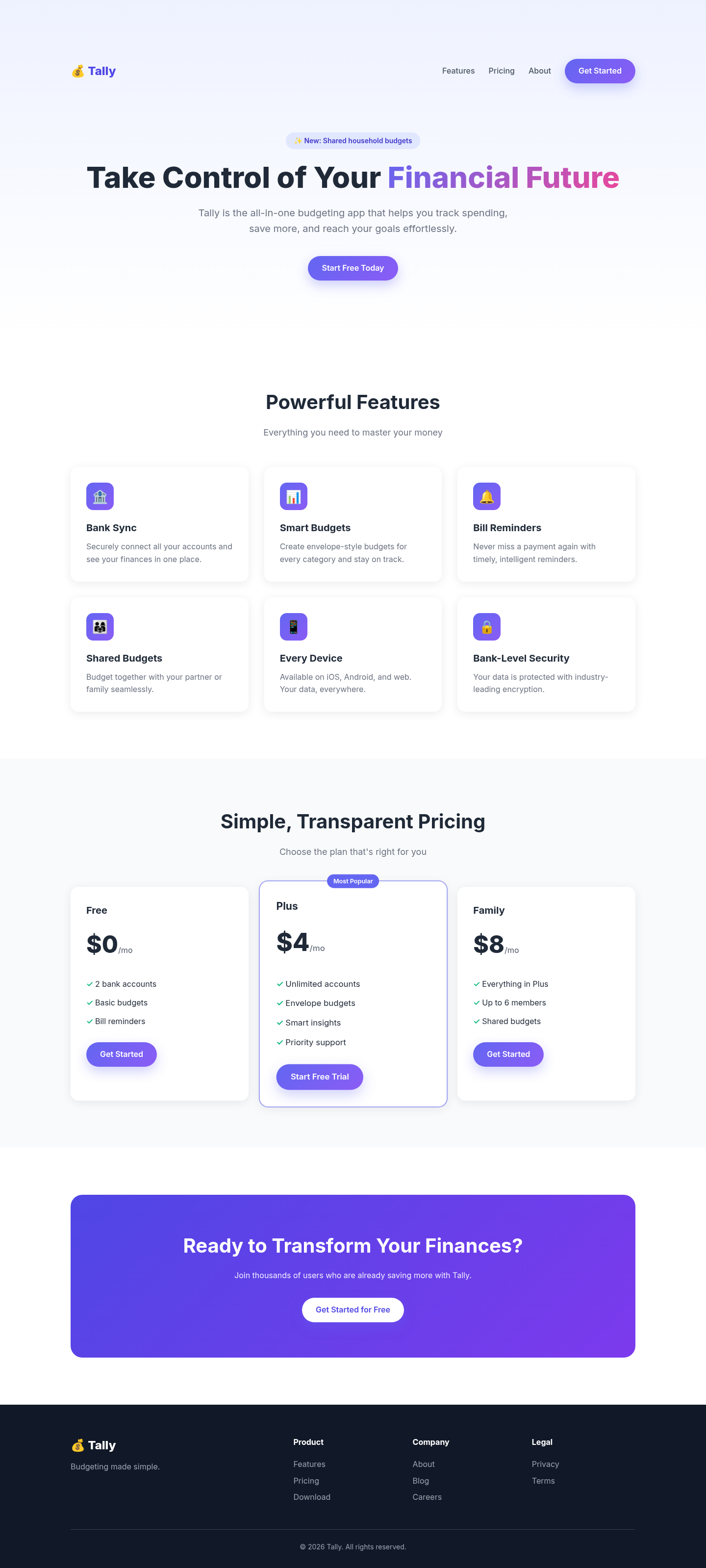 After: Tally landing page with emilkowalski/skills