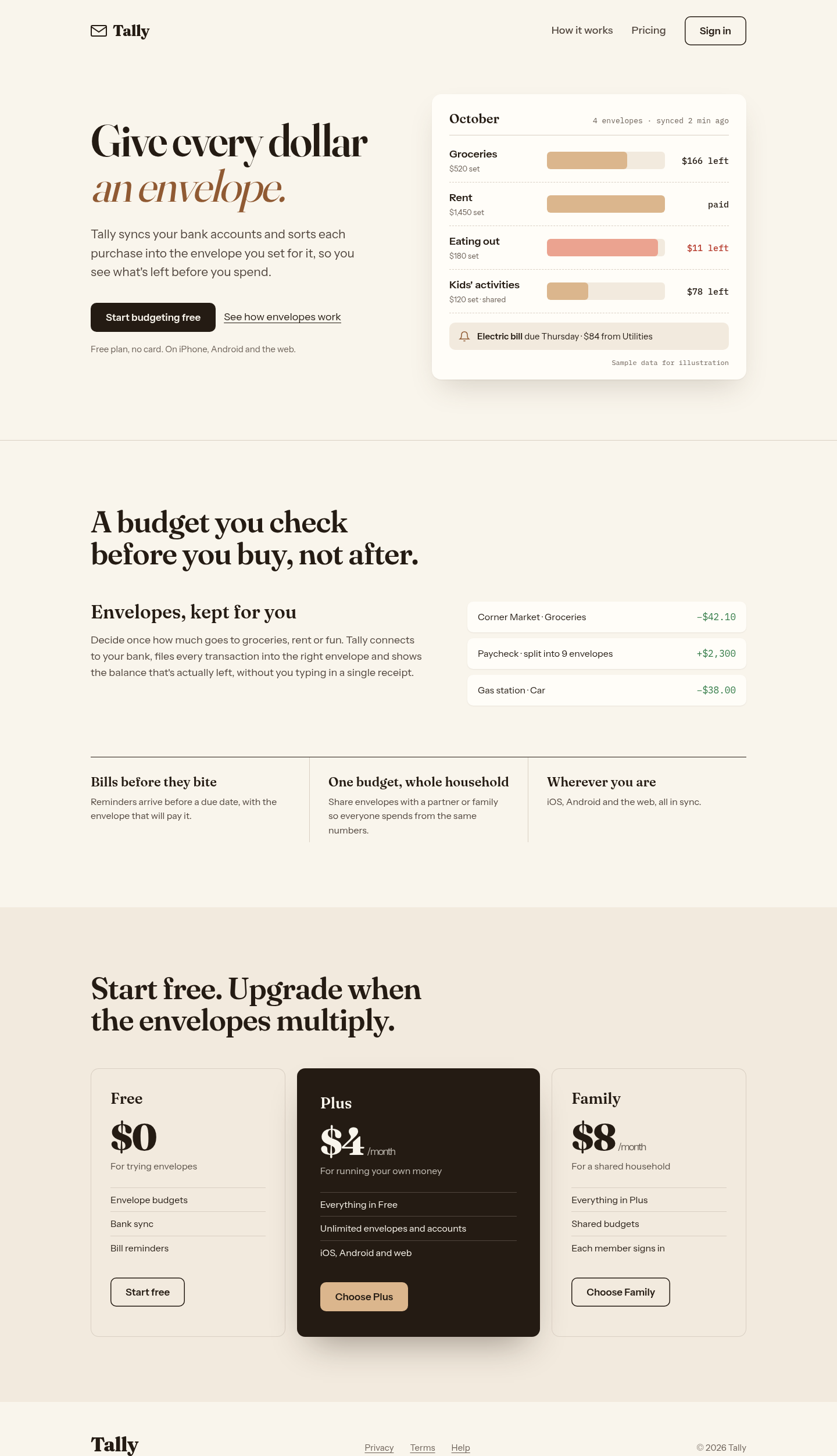 After: Tally landing page with Impeccable